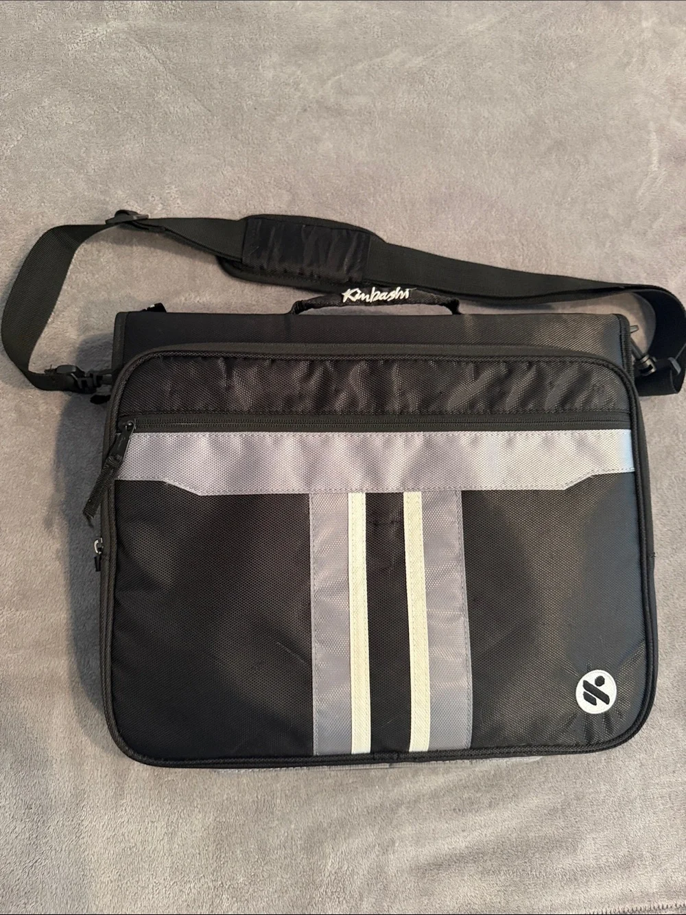 Black and Gray Laptop Messenger Bag with Reflective Stripes